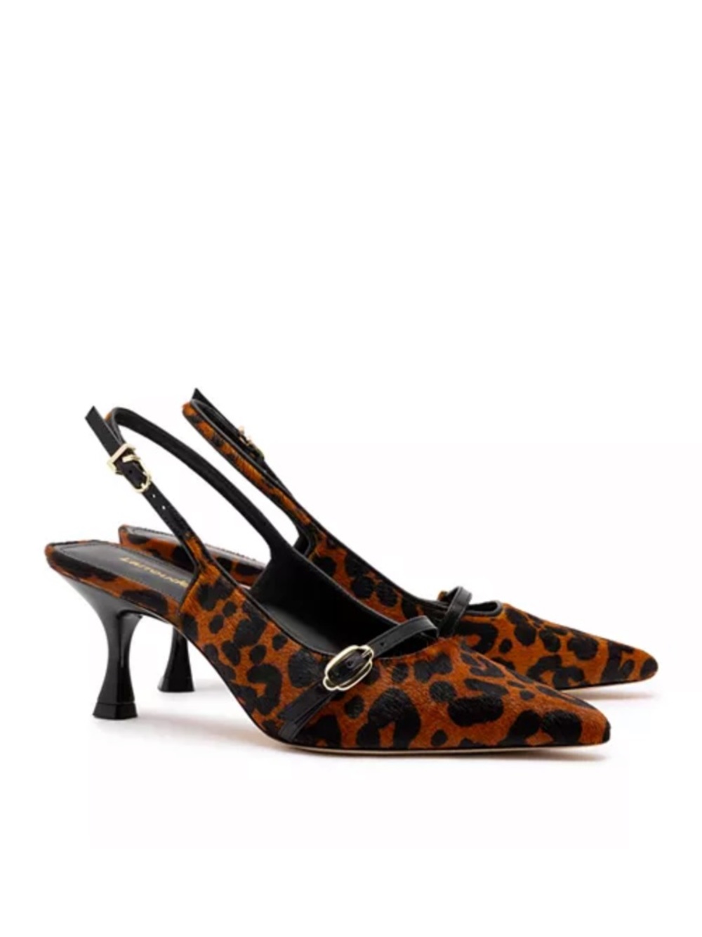 Larroude Ines Leopard Print Slingback Pointed-Toe Heels